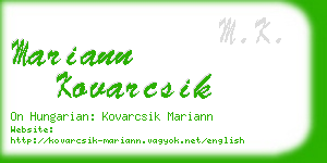 mariann kovarcsik business card